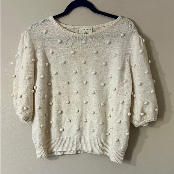 Vintage J Crew Chic Cream Pom-Pom Sweater - Picture 1 of 3